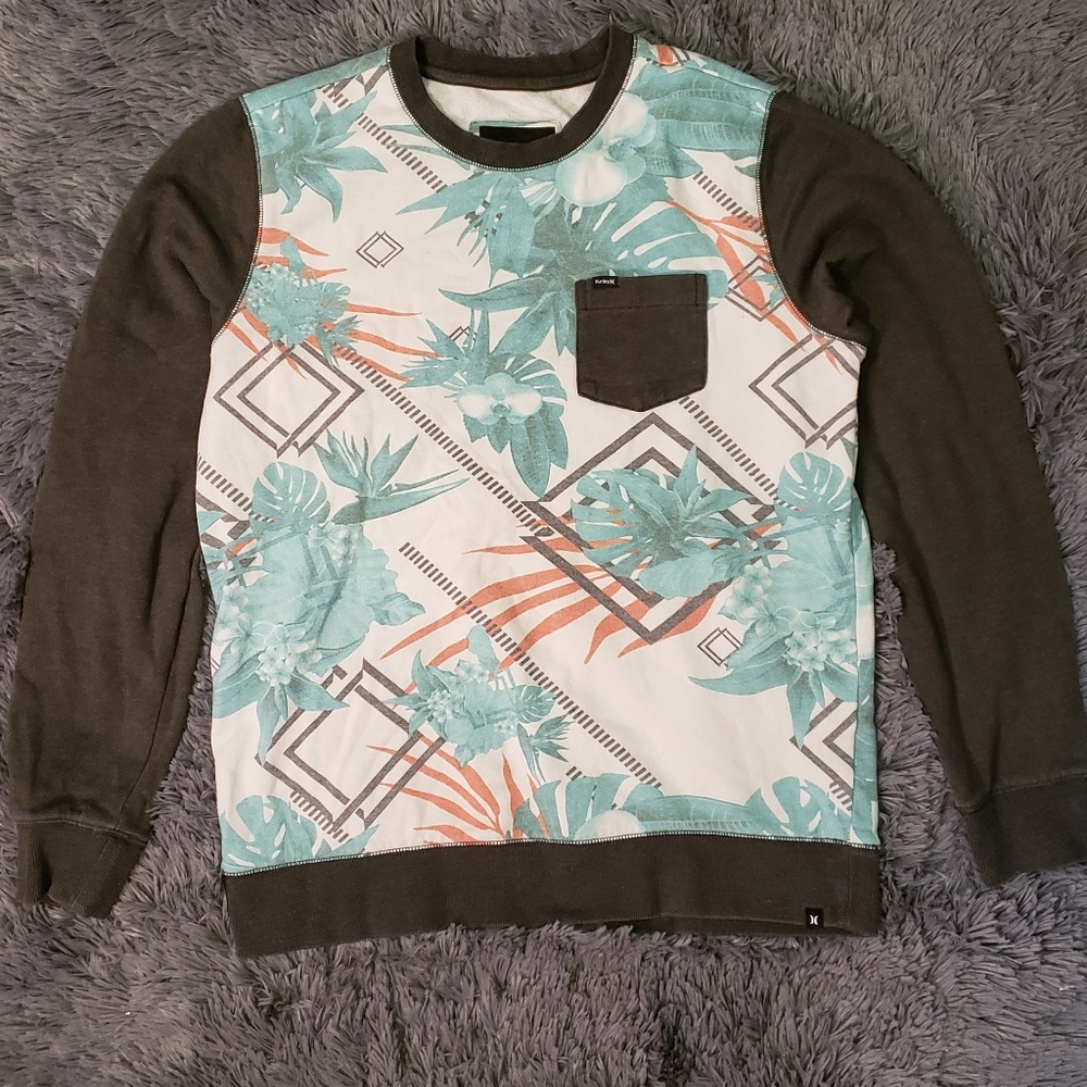 Hurley Large Green and White Party Wave Sweater 👔